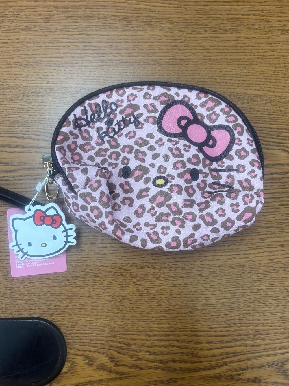 Hello Kitty Pink Leopard Kids Wristlet Pouch with Bow